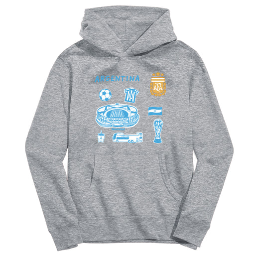 Argentina National Soccer Team Youth Grey Pullover Cotton Hoodie