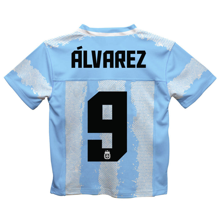 Argentina National Team Julian Alvarez Game Day Light Blue Boys Stripes Fashion Football Jersey - Vive La Fête - Online Apparel Store