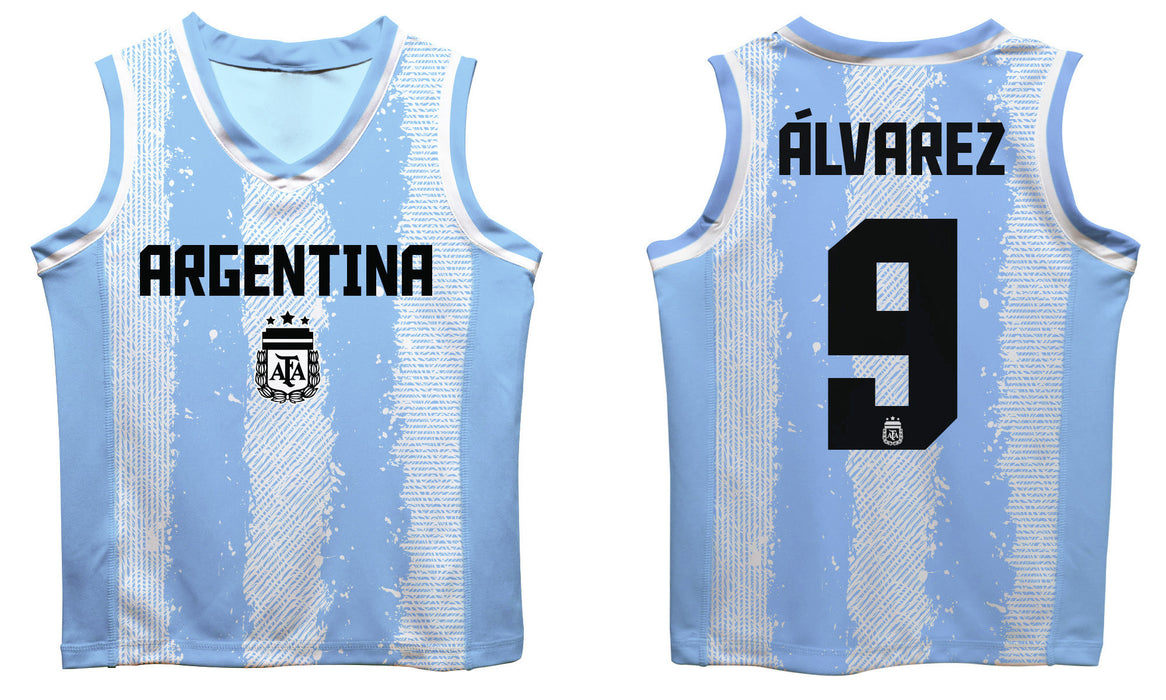 Argentina National Team Julian Alvarez Boys Stripe Fashion Basketball Jersey - Vive La Fête - Online Apparel Store