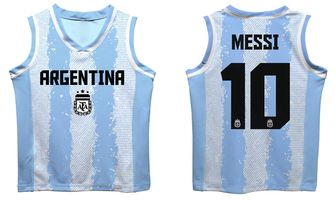 Argentina National Team Lionel Messi Boys Stripe Fashion Basketball Jersey - Vive La Fête - Online Apparel Store