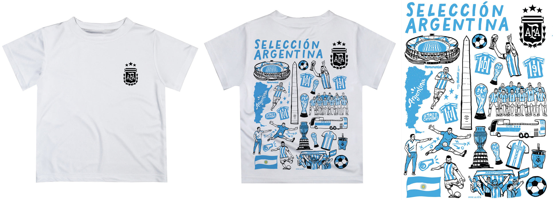 Argentina National Team Boys White Impressions Artwork Short Sleeve Tee Shirt Solid - Vive La Fête - Online Apparel Store