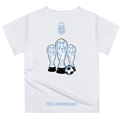 Argentina National Soccer Team Tri Campeones Short Sleeve Tee White - Vive La Fête - Online Apparel Store