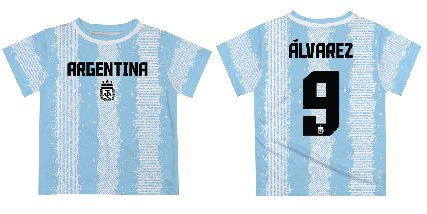 Argentina National Team Julian Alvarez Boys Game Day Light Blue With White Short SleeveTee - Vive La Fête - Online Apparel Store