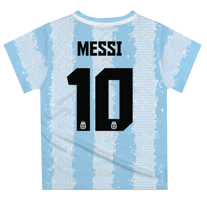 Argentina National Team Lionel Messi Boys Game Day Light Blue With White Short SleeveTee - Vive La Fête - Online Apparel Store