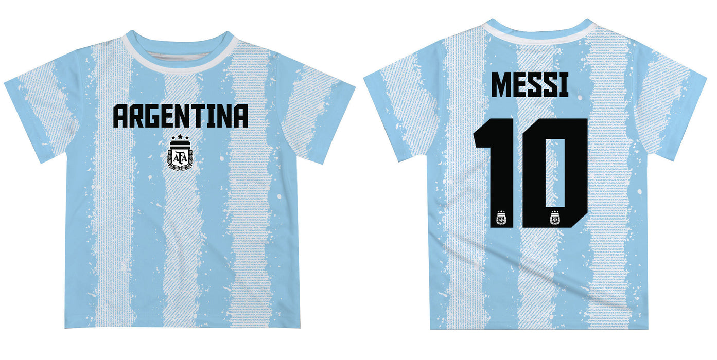 Argentina National Team Lionel Messi Boys Game Day Light Blue With White Short SleeveTee - Vive La Fête - Online Apparel Store
