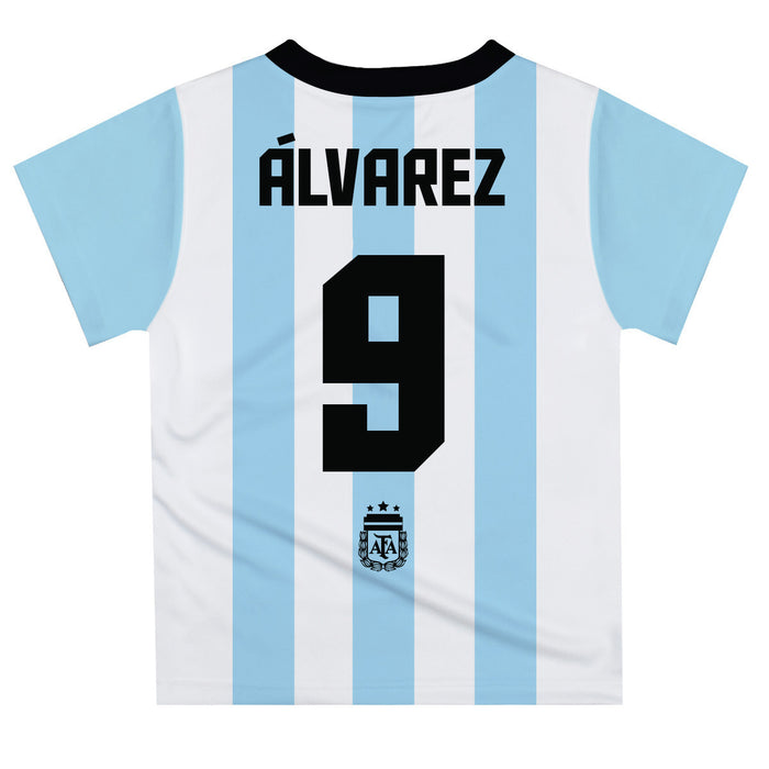 Argentina National Team Julian Alvarez Boys Game Day Light Blue With White Short SleeveTee - Vive La Fête - Online Apparel Store