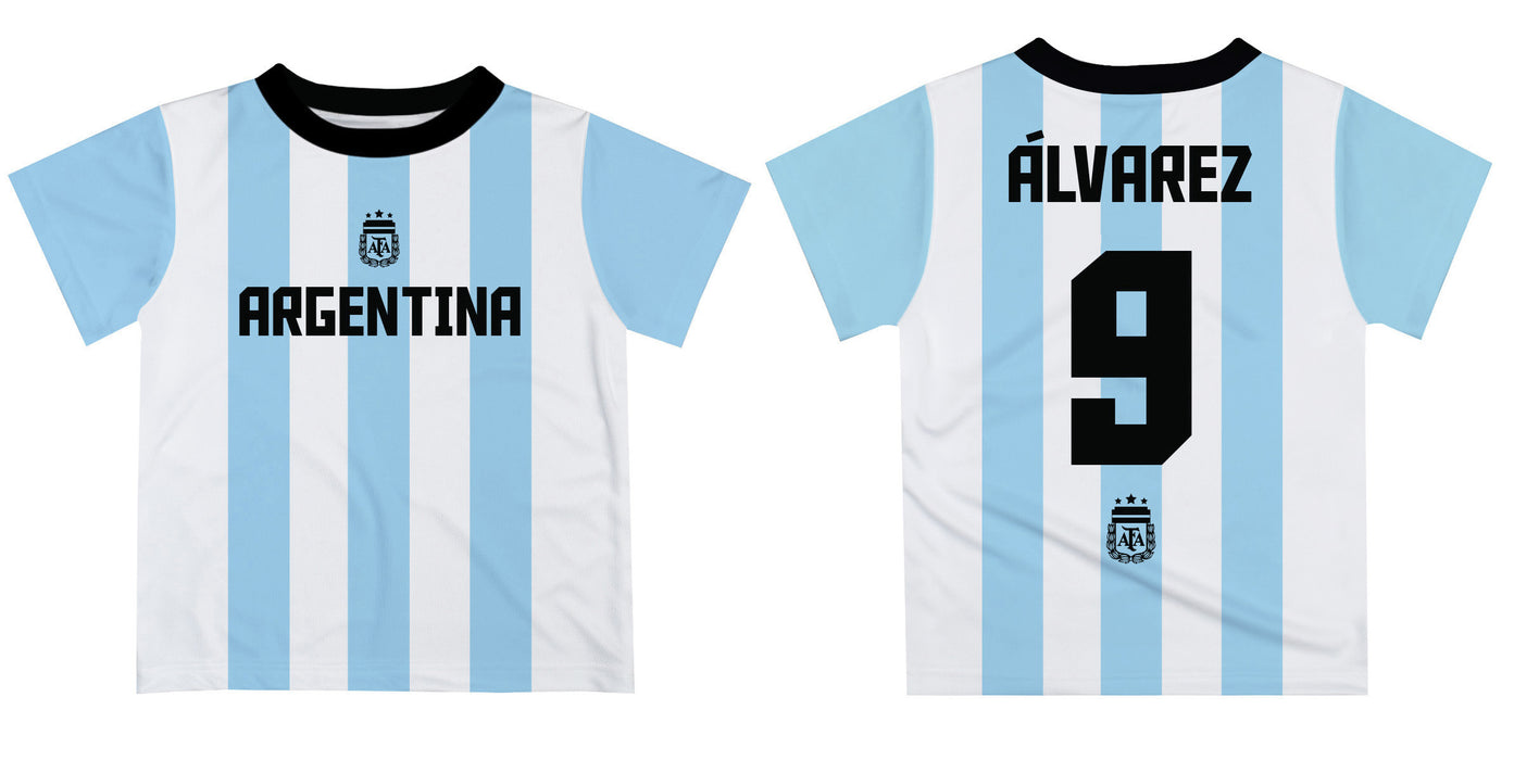 Argentina National Team Julian Alvarez Boys Game Day Light Blue With White Short SleeveTee - Vive La Fête - Online Apparel Store