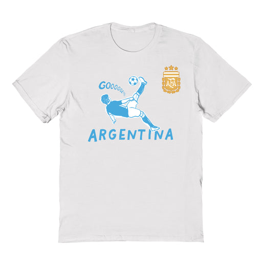 Argentina National Soccer Team Impressions Artwork White Youth Cotton T-Shirt
