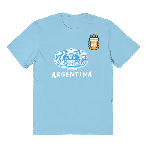 Argentina National Soccer Team Impressions Artwork Light Blue Youth Cotton T-Shirt