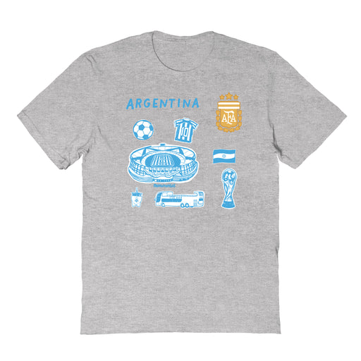 Argentina National Soccer Team Impressions Artwork Grey Youth Cotton T-Shirt