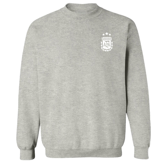 Argentina National Soccer Team Impressions Artwork Women Gray Cotton Fleece Long Sleeve Crew Neck
