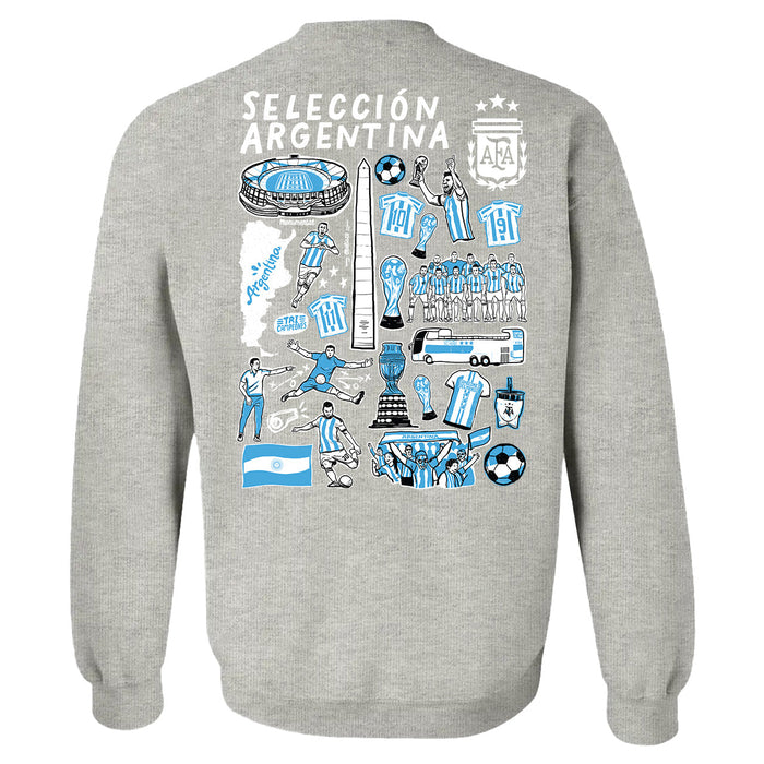 Argentina National Soccer Team Impressions Artwork Boys Cotton Fleece Long Sleeve Crew Neck - Vive La Fête - Online Apparel Store