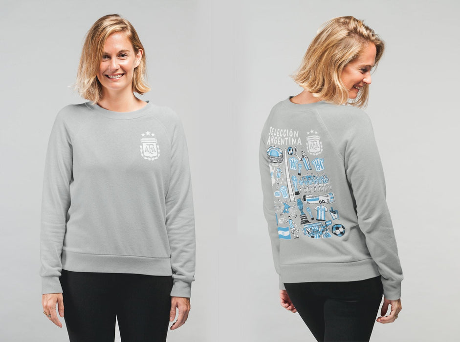 Argentina National Soccer Team Impressions Artwork Boys Cotton Fleece Long Sleeve Crew Neck - Vive La Fête - Online Apparel Store