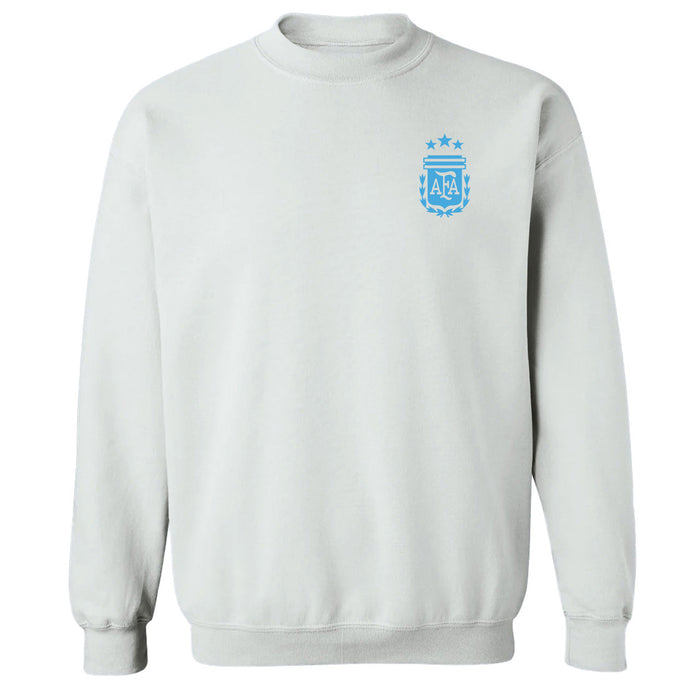 Argentina National Soccer Team Impressions Artwork Women White Cotton Fleece Long Sleeve Crew Neck