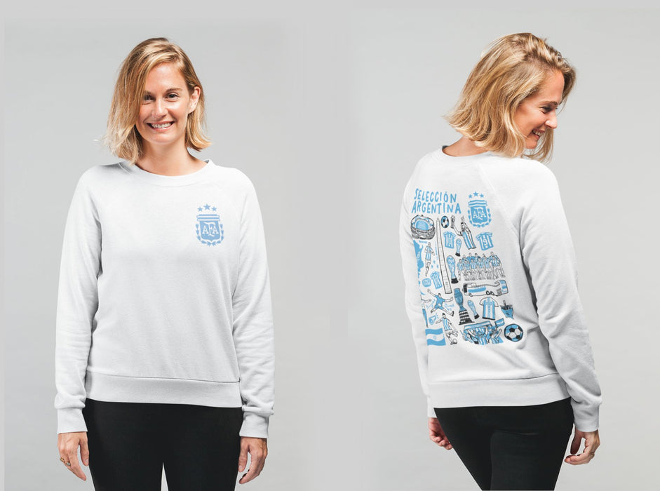 Argentina National Soccer Team Impressions Artwork Boys Cotton Fleece Long Sleeve Crew Neck - Vive La Fête - Online Apparel Store