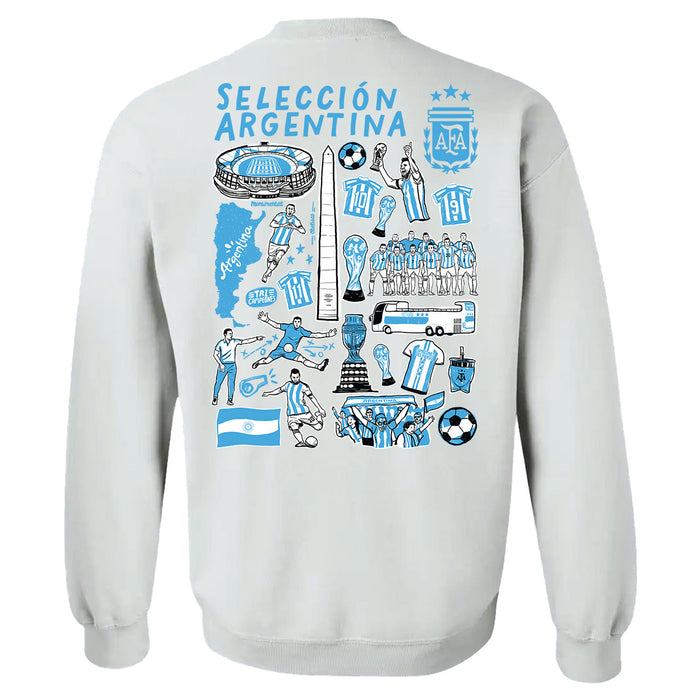 Argentina National Soccer Team Impressions Artwork Boys Cotton Fleece Long Sleeve Crew Neck - Vive La Fête - Online Apparel Store