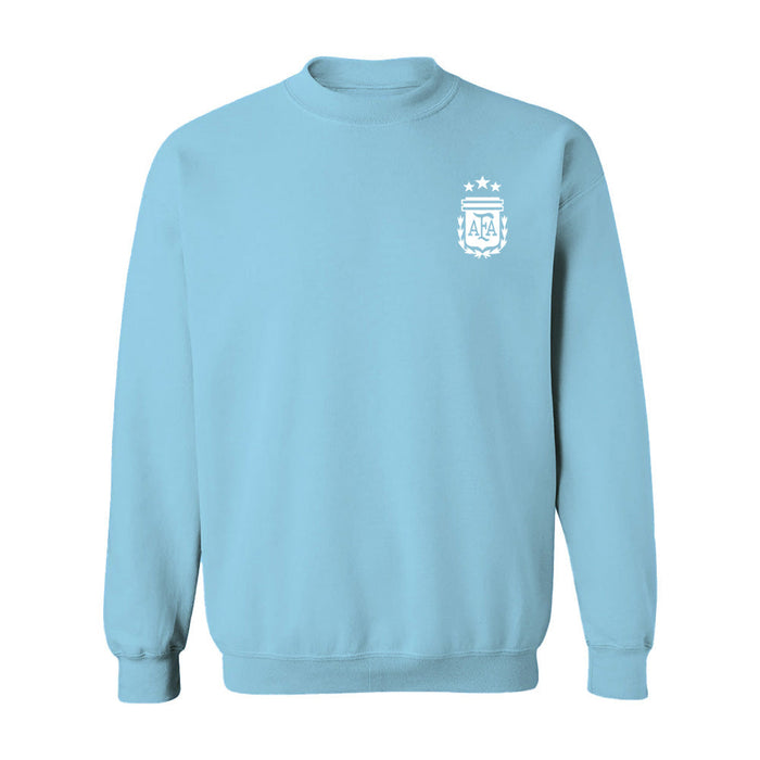 Argentina National Soccer Team Impressions Artwork Boys Light Blue Cotton Fleece Long Sleeve Crew Neck
