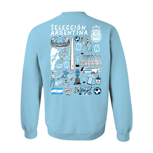 Argentina National Soccer Team Impressions Artwork Boys Cotton Fleece Long Sleeve Crew Neck - Vive La Fête - Online Apparel Store