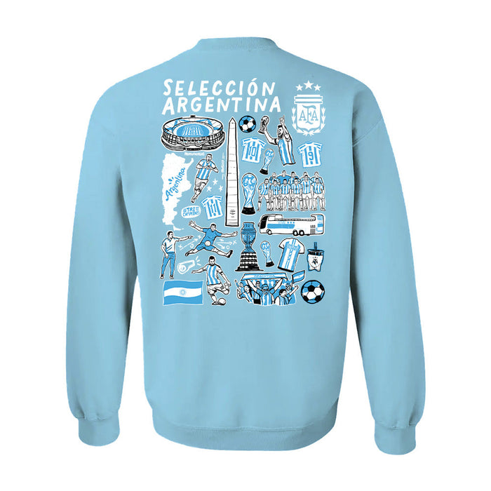 Argentina National Soccer Team Impressions Artwork Boys Cotton Fleece Long Sleeve Crew Neck - Vive La Fête - Online Apparel Store