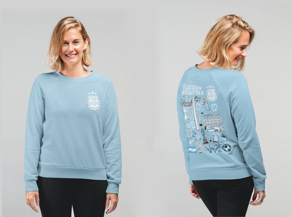 Argentina National Soccer Team Impressions Artwork Boys Cotton Fleece Long Sleeve Crew Neck - Vive La Fête - Online Apparel Store