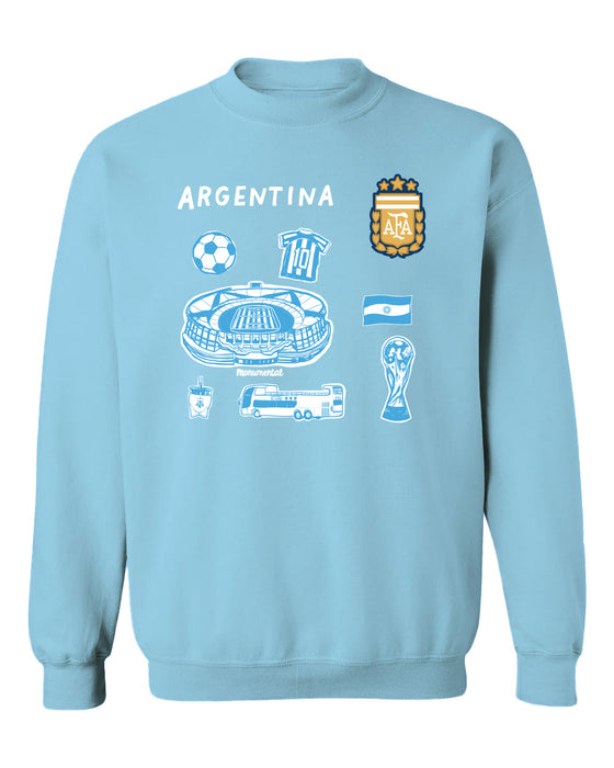 Argentina National Soccer Team Womens Light Blue Cotton Crewneck Pullover Sweatshirt