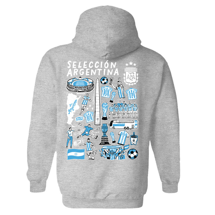 Argentina National Soccer Team Impressions Artwork Women Cotton Fleece Long Sleeve Hoodie - Vive La Fête - Online Apparel Store