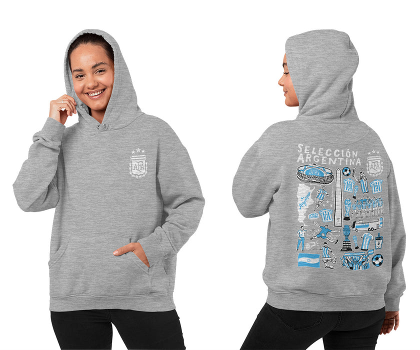 Argentina National Soccer Team Impressions Artwork Women Cotton Fleece Long Sleeve Hoodie - Vive La Fête - Online Apparel Store