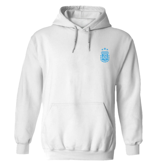 Argentina National Soccer Team Impressions Artwork Women White Cotton Fleece Long Sleeve Hoodie