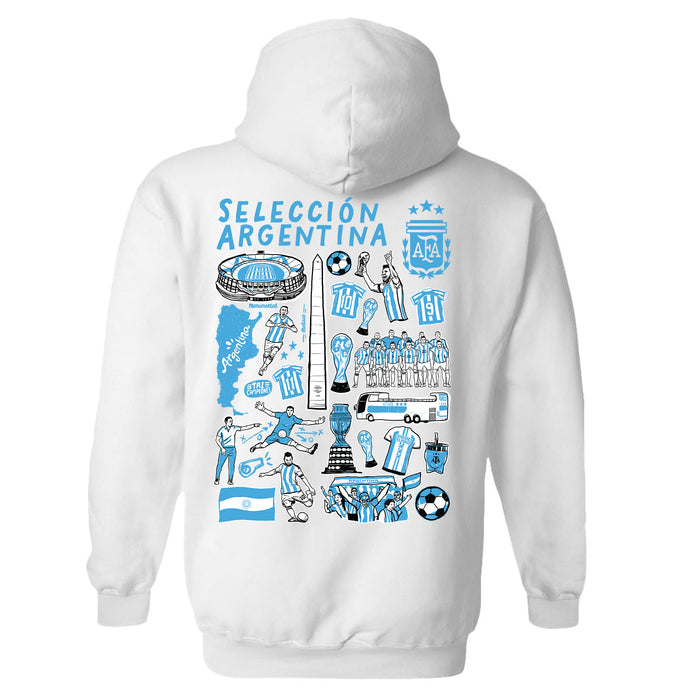 Argentina National Soccer Team Impressions Artwork Women Cotton Fleece Long Sleeve Hoodie - Vive La Fête - Online Apparel Store
