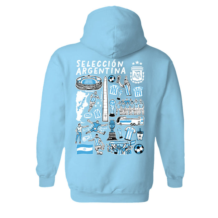 Argentina National Soccer Team Impressions Artwork Women Cotton Fleece Long Sleeve Hoodie - Vive La Fête - Online Apparel Store