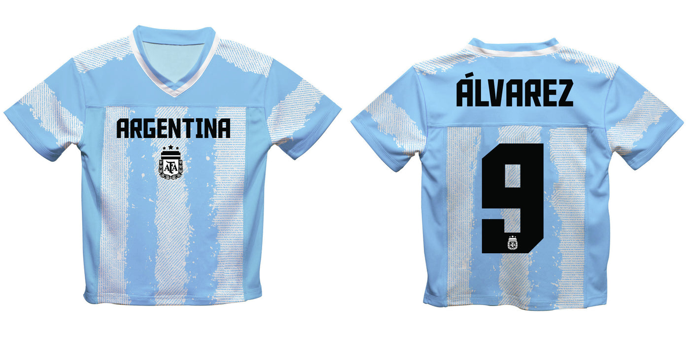 Argentina National Team Julian Alvarez Game Day Ligth Blue Mens Fashion Football Jersey - Vive La Fête - Online Apparel Store