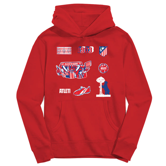 Atletico de Madrid Youth Red Pullover Cotton Hoodie