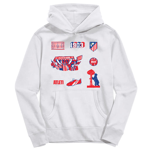 Atletico de Madrid Youth White Pullover Cotton Hoodie