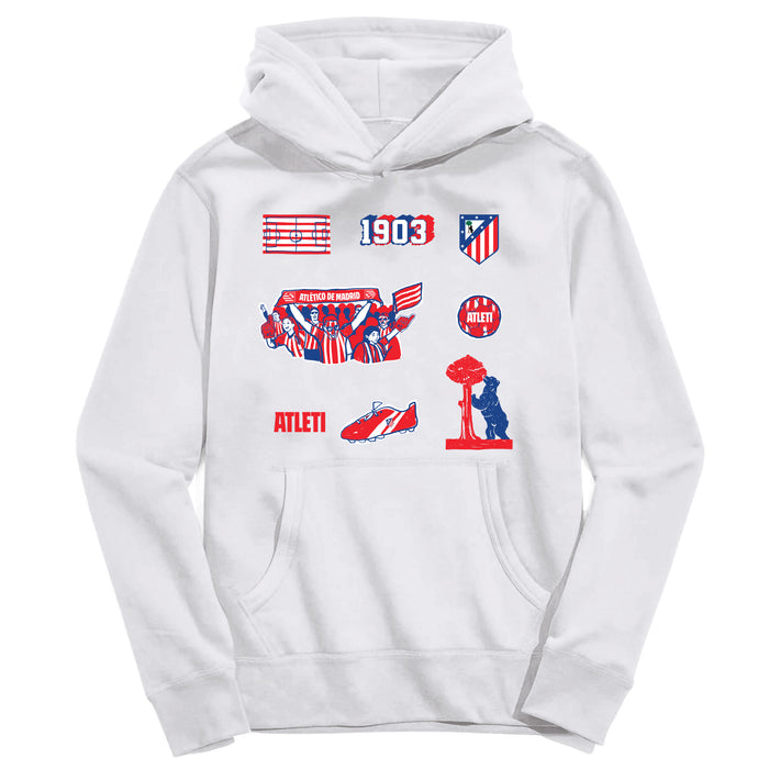 Atletico de Madrid Youth White Pullover Cotton Hoodie