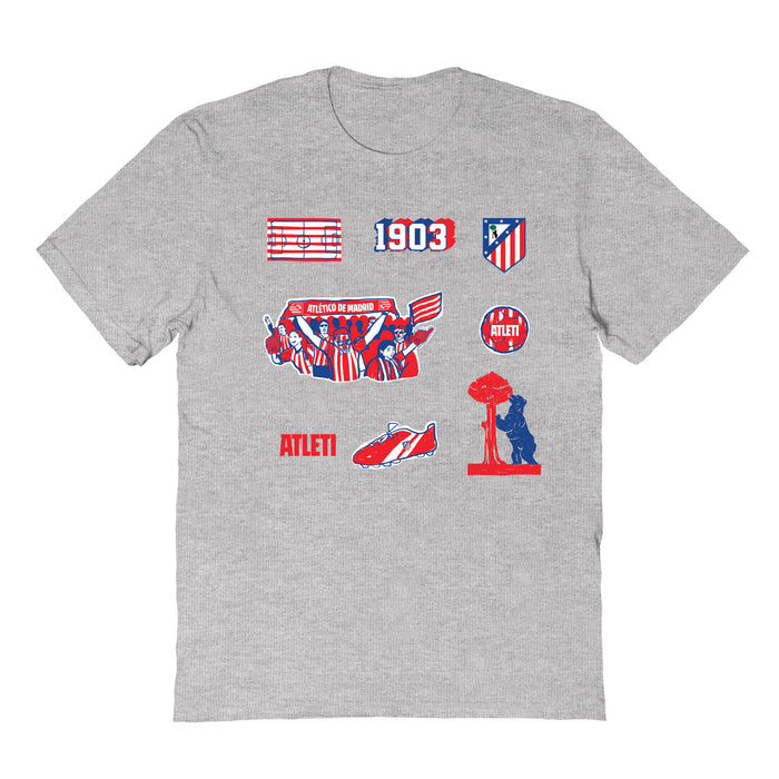 Atletico de Madrid Impressions Artwork Grey Youth Cotton T-Shirt