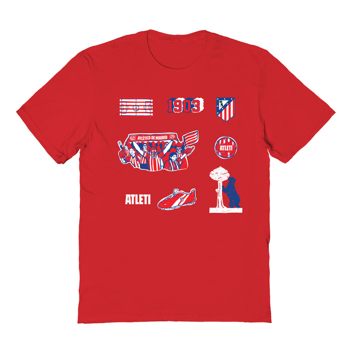 Atletico de Madrid Womens Red Cotton Tshirt