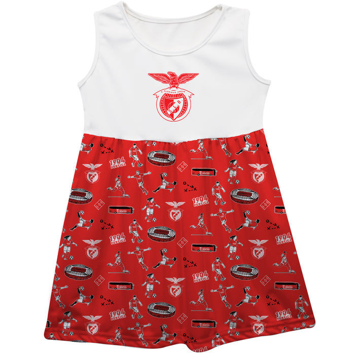 SL Benfica Girls Sleeveless Tank Dress Solid Red Impressions Artwork