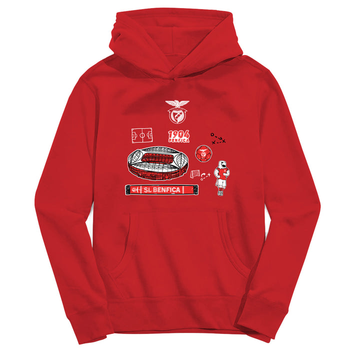 SL Benfica Youth Red Pullover Cotton Hoodie