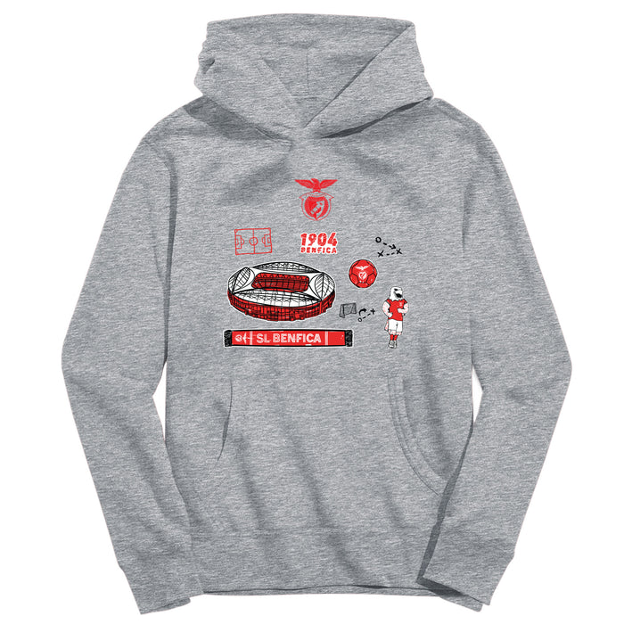 SL Benfica Youth Grey Pullover Cotton Hoodie