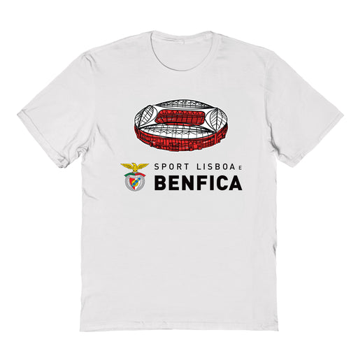 SL Benfica Impressions Artwork White Youth Cotton T-Shirt