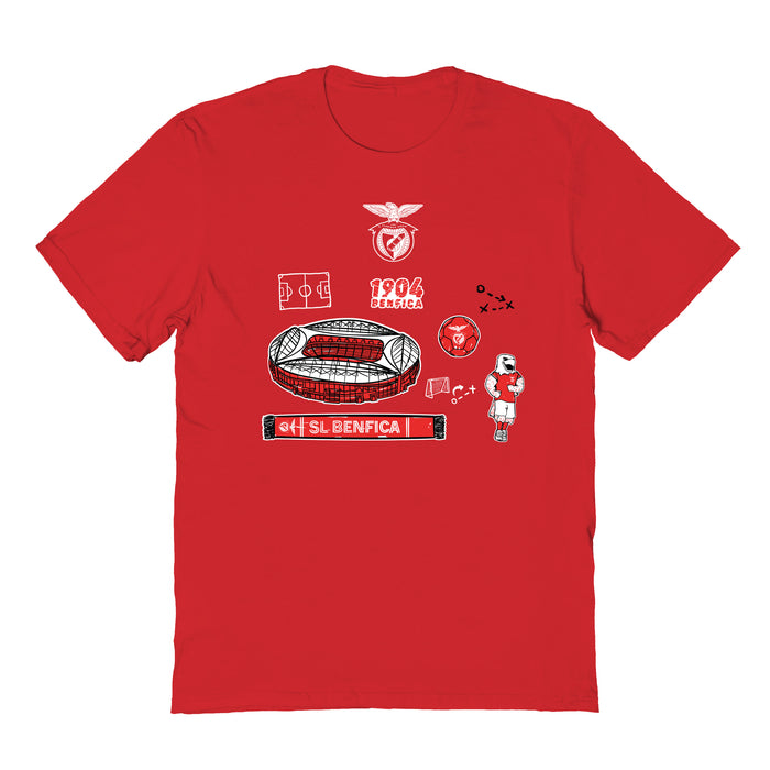 SL Benfica Impressions Artwork Red Youth Cotton T-Shirt