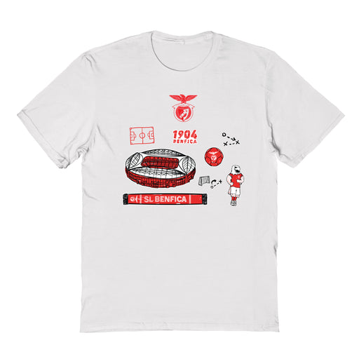 SL Benfica Impressions Artwork White Youth Cotton T-Shirt