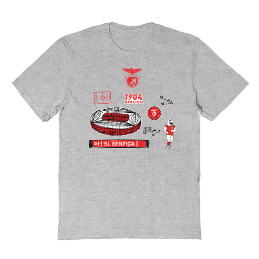 SL Benfica Impressions Artwork Grey Youth Cotton T-Shirt