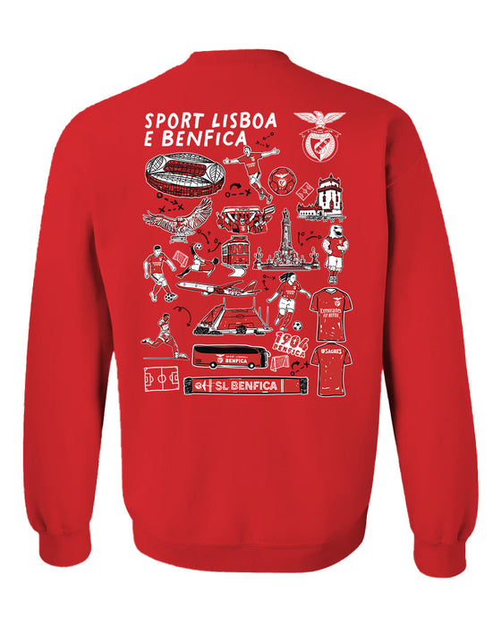 SL Benfica Impressions Artwork Cotton Fleece Long Sleeve Crew Neck - Vive La Fête - Online Apparel Store
