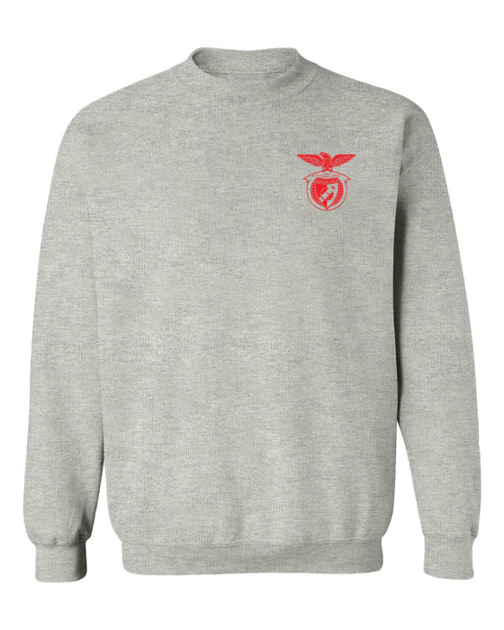 SL Benfica Impressions Artwork Boys White Cotton Fleece Long Sleeve Crew Neck