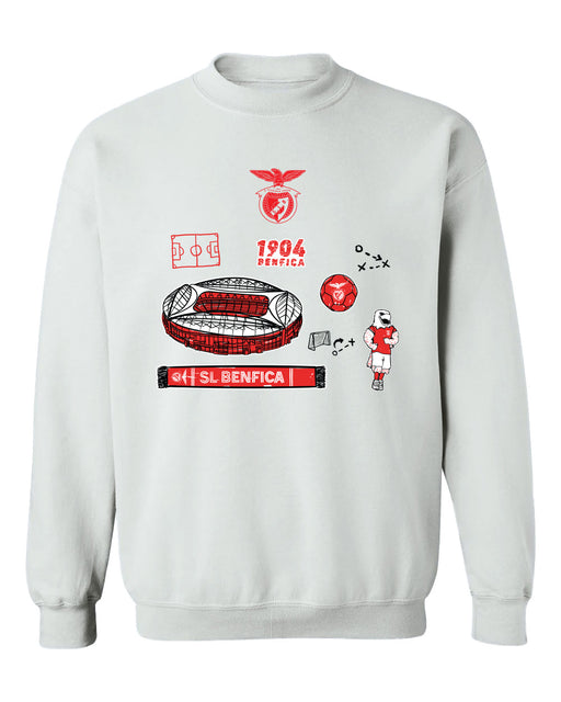 SL Benfica Womens White Cotton Crewneck Pullover Sweatshirt