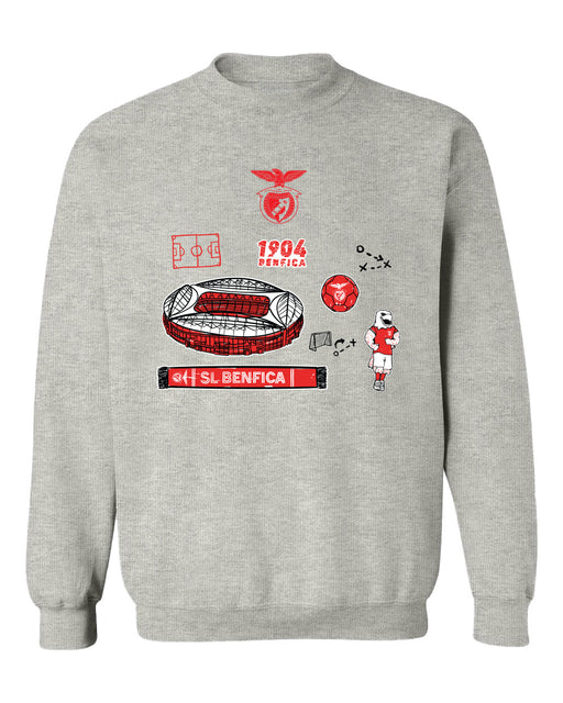 SL Benfica Womens Grey Cotton Crewneck Pullover Sweatshirt