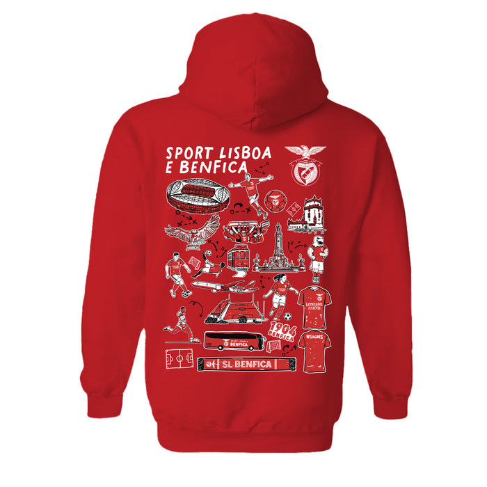 SL Benfica Team Impressions Artwork Women Cotton Fleece Long Sleeve Hoodie - Vive La Fête - Online Apparel Store