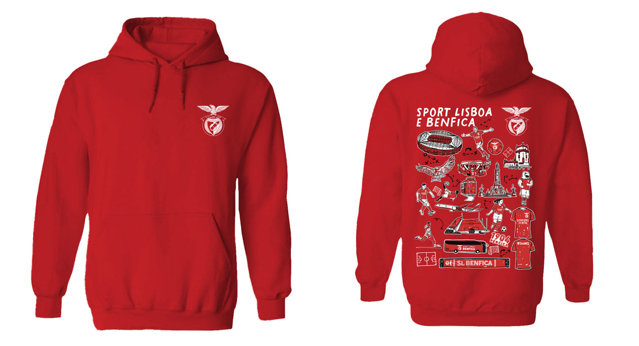 SL Benfica Team Impressions Artwork Women Cotton Fleece Long Sleeve Hoodie - Vive La Fête - Online Apparel Store