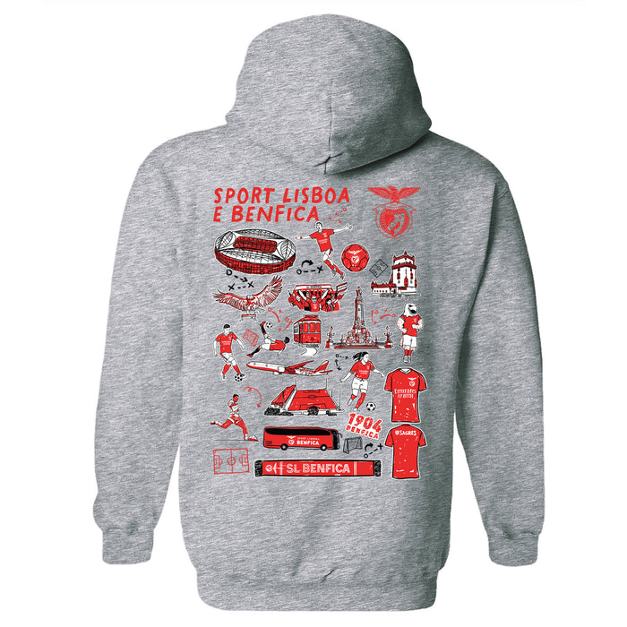 SL Benfica Team Impressions Artwork Women Cotton Fleece Long Sleeve Hoodie - Vive La Fête - Online Apparel Store